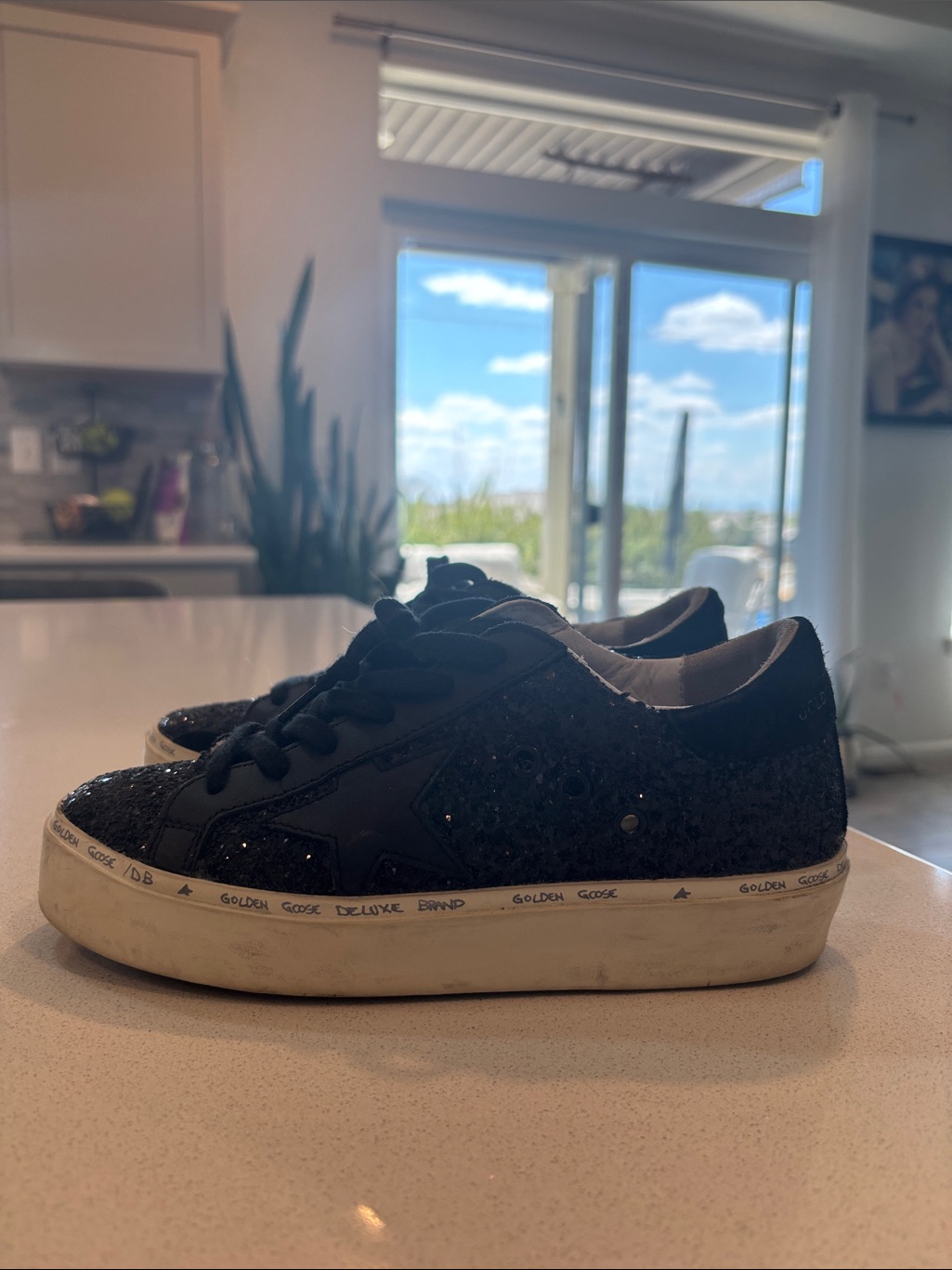Golden Goose Black Glitter Low-Top Sneakers